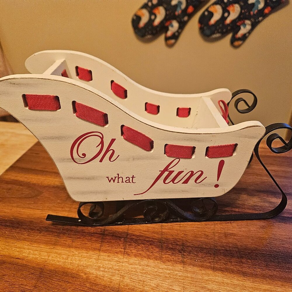 oh what fun sleigh wood & metal holiday decor